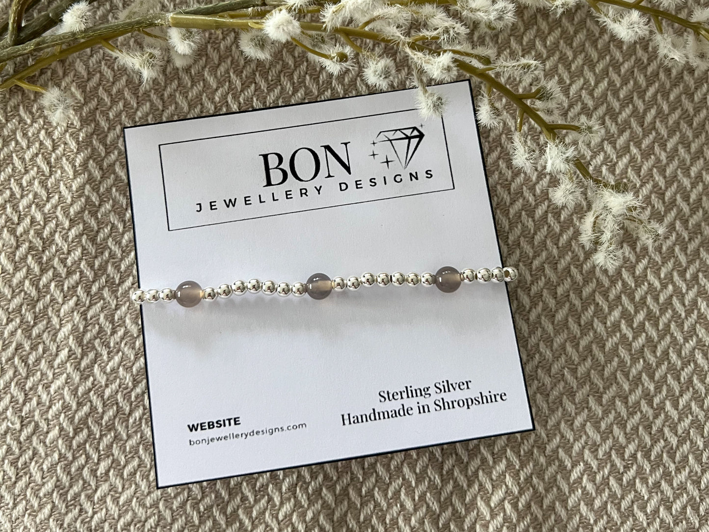 Grey Agate Beaded Bracelets - Selection