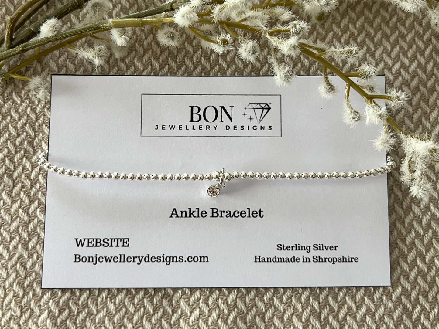 Sterling Silver Crystal Anklet