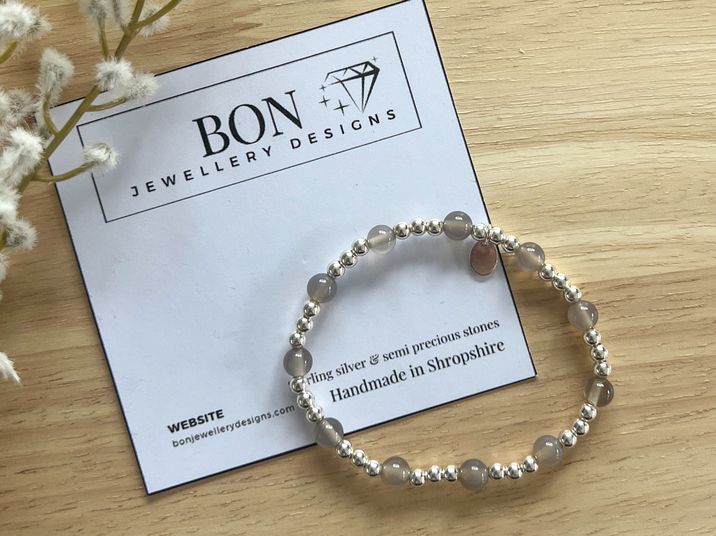 Grey Agate Beaded Bracelets - Selection