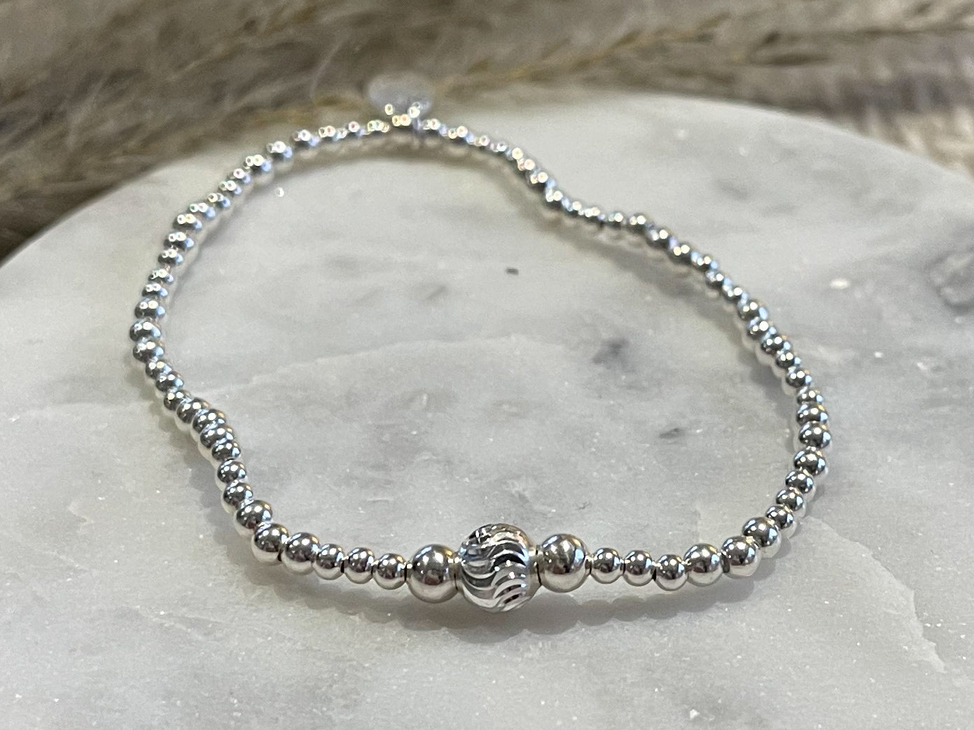 Diamond Cut Ball Charm Bracelet